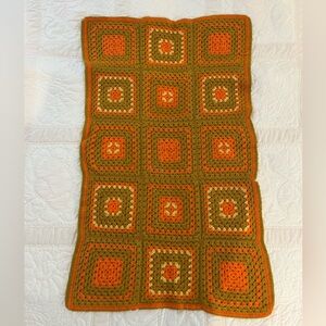 Vintage crocheted lap quilt. 26x44